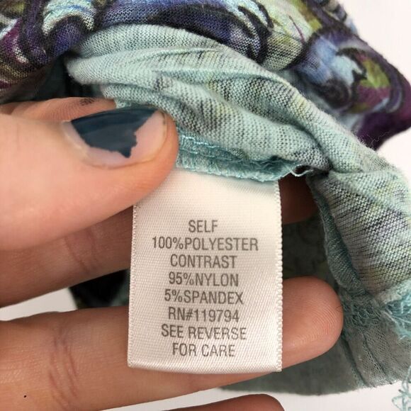 Unity World Wear Y2K Top Fitted Dyed Print Ruffle Cap Sleeve Womens L Stretchy - Picture 5 of 13